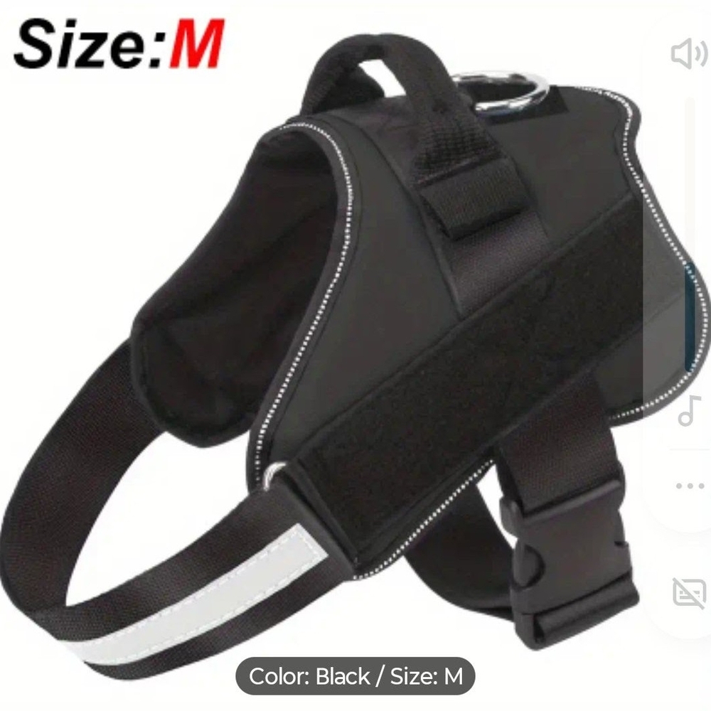 Black Dog Harness with Reflective Straps